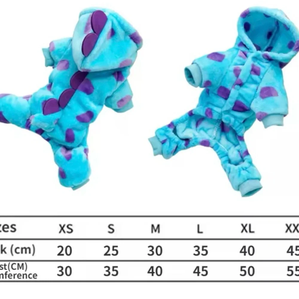 Disney Inspired Monsters inc Sully Sulley Dog Cat Costume Dinosaur Hooded Coot